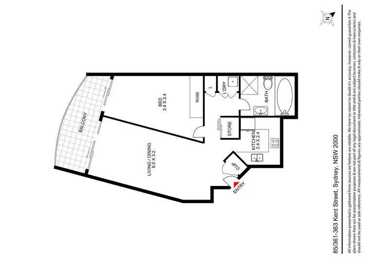 Floorplan of Homely apartment listing, 85/361-363 Kent Street, Sydney NSW 2000