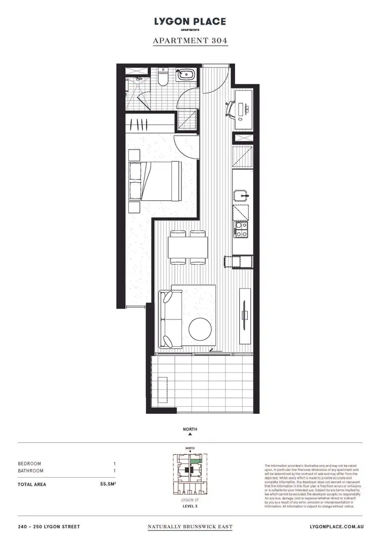 Floorplan of Homely apartment listing, 304/240-250 Lygon Street, Brunswick East VIC 3057