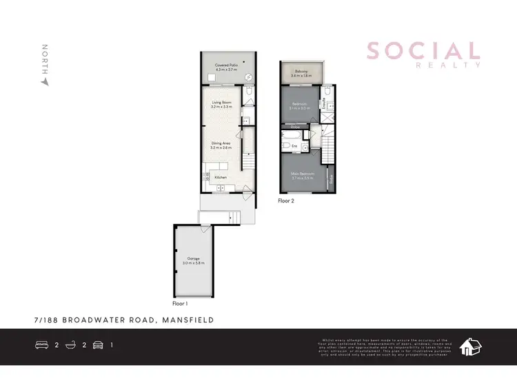 Floorplan of Homely townhouse listing, 7/188 Broadwater Road, Mansfield QLD 4122