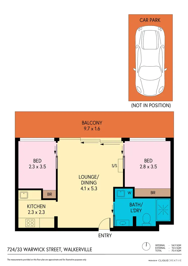 Floorplan of Homely apartment listing, 724/33 Warwick Street, Walkerville SA 5081