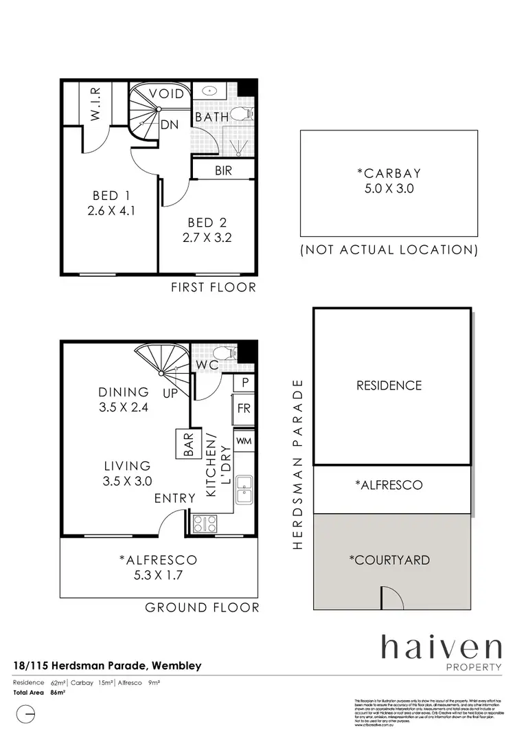 Floorplan of Homely townhouse listing, 18/115 Herdsman Parade, Wembley WA 6014