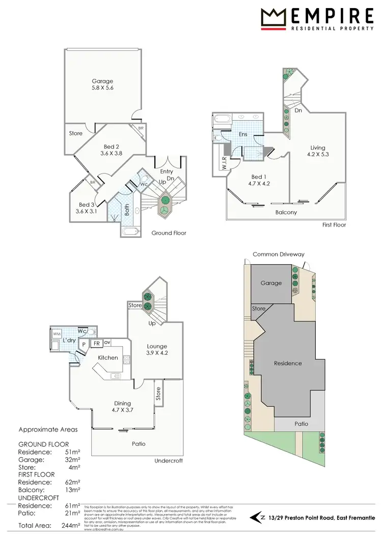 Floorplan of Homely townhouse listing, 13/29 Preston Point Road, East Fremantle WA 6158