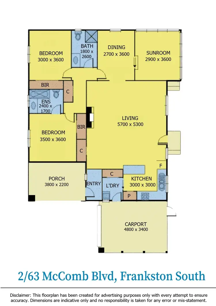 Floorplan of Homely townhouse listing, 2/63 McComb Boulevard, Frankston South VIC 3199