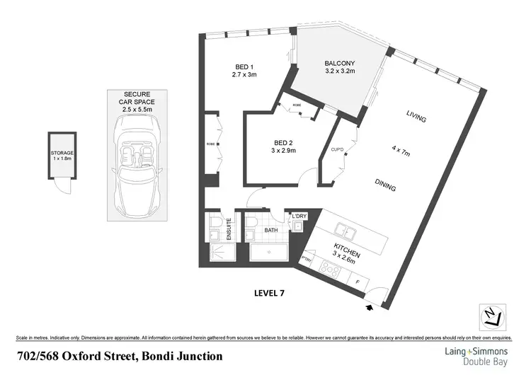 Floorplan of Homely apartment listing, 702/568 Oxford Street, Bondi Junction NSW 2022