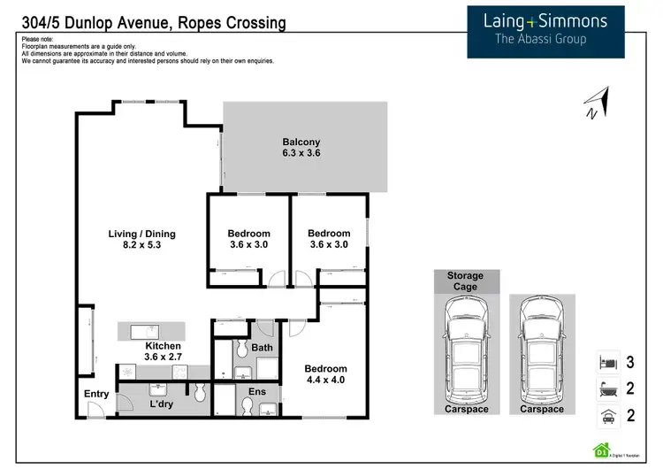 Floorplan of Homely unit listing, 304/5 Dunlop Avenue, Ropes Crossing NSW 2760