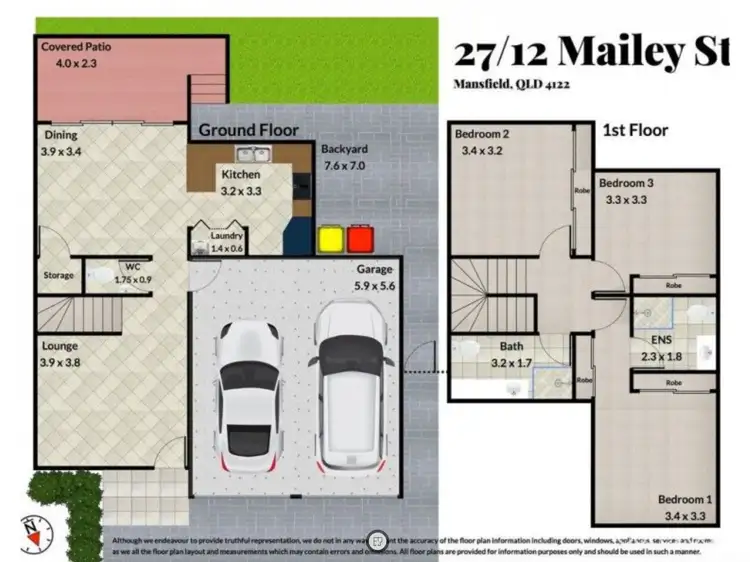 Floorplan of Homely townhouse listing, 27/12 Mailey Street, Mansfield QLD 4122