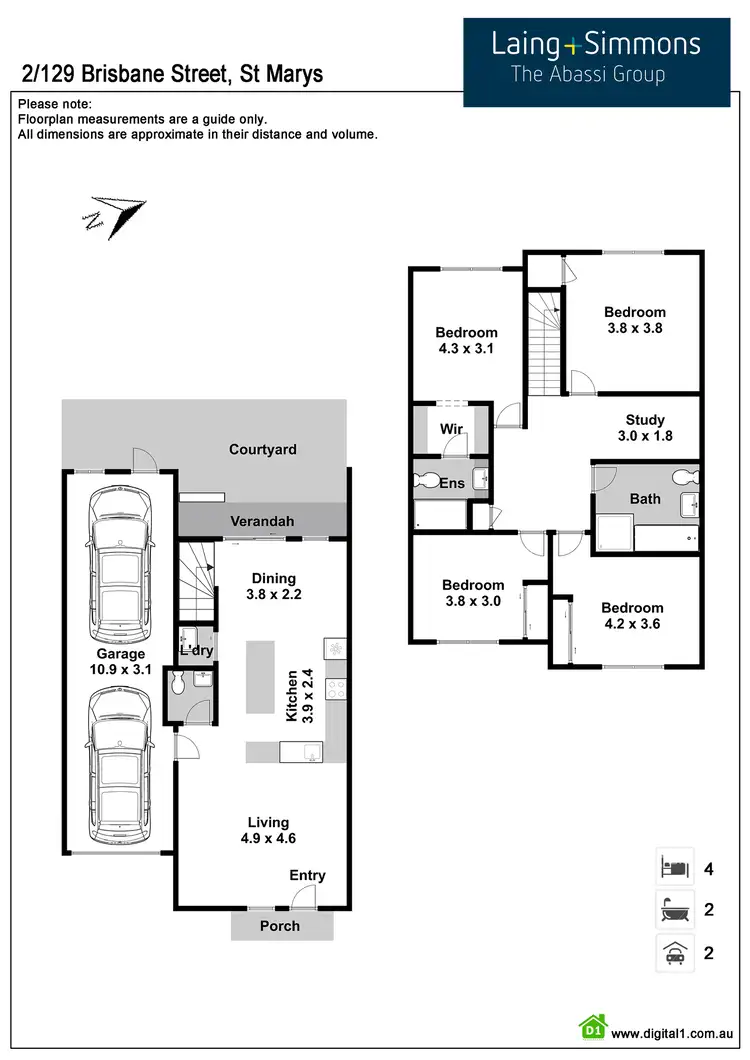 Floorplan of Homely townhouse listing, 2/129 Brisbane Street, St Marys NSW 2760