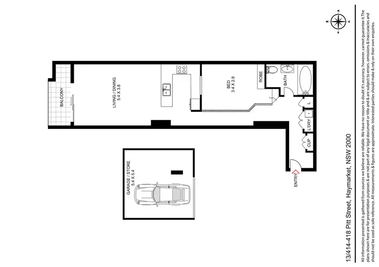 Floorplan of Homely apartment listing, 13/414-418 Pitt Street, Haymarket NSW 2000