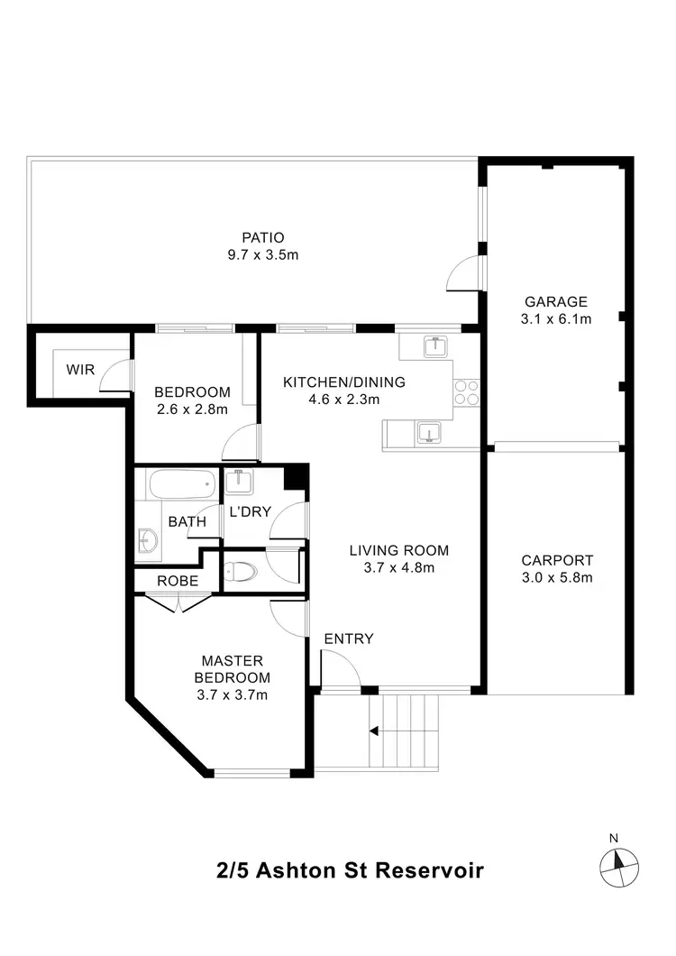 Floorplan of Homely unit listing, 2/5 Ashton Street, Reservoir VIC 3073