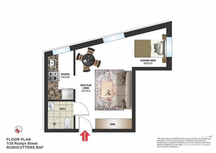 Floorplan of Homely studio listing, 1/35 Roslyn Street, Rushcutters Bay NSW 2011