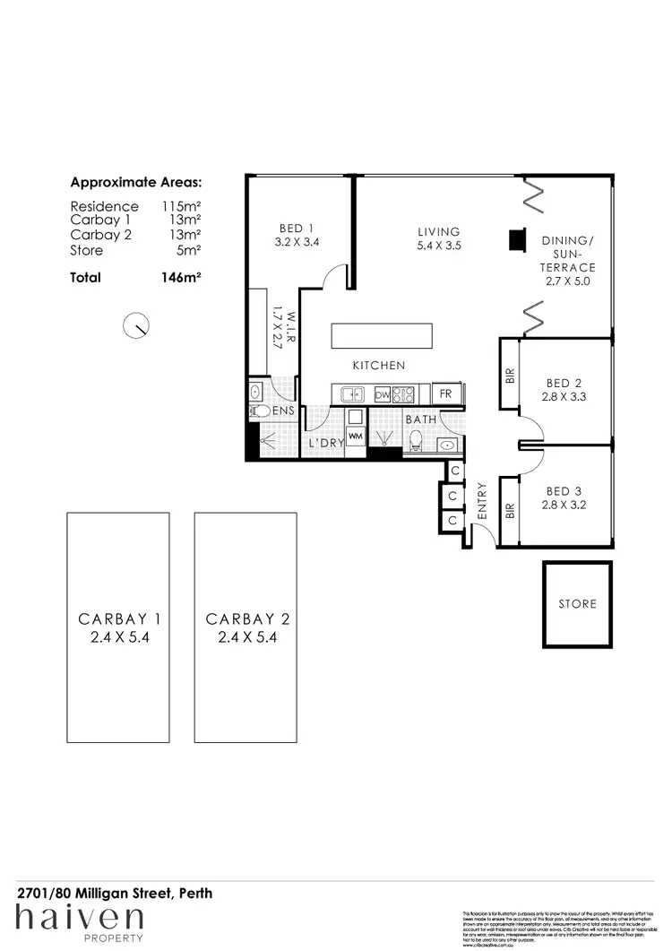 Floorplan of Homely apartment listing, 2701/80 Milligan Street, Perth WA 6000