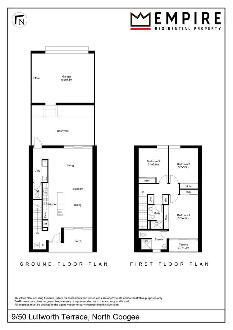 Floorplan of Homely townhouse listing, 9/50 Lullworth Terrace, North Coogee WA 6163