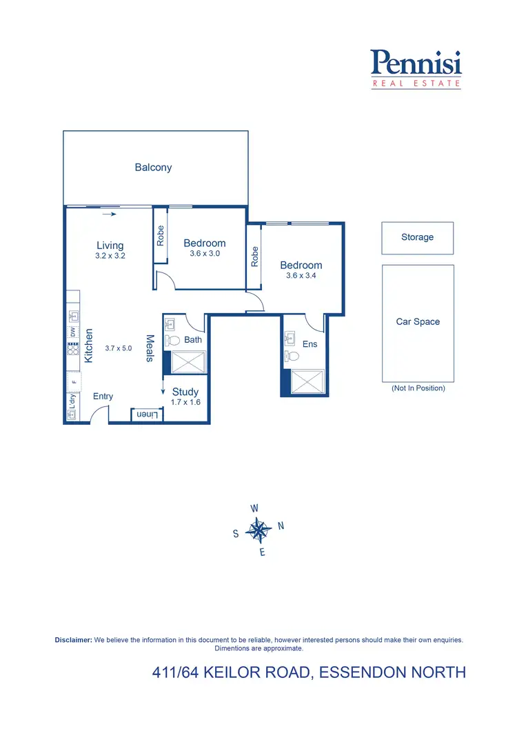 Floorplan of Homely apartment listing, 411/64 Keilor Road, Essendon North VIC 3041