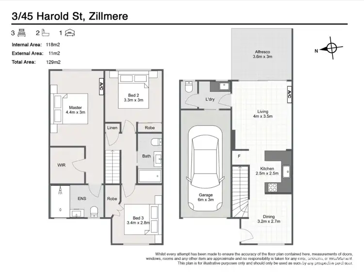 Floorplan of Homely townhouse listing, 3/45 Harold Street, Zillmere QLD 4034