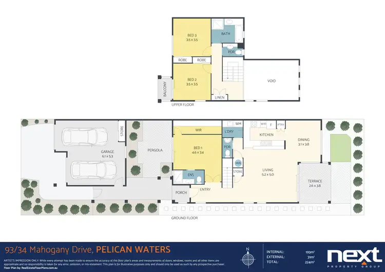 Floorplan of Homely townhouse listing, 93/34 Mahogany Drive, Pelican Waters QLD 4551