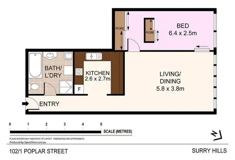 Floorplan of Homely apartment listing, 102/1 Poplar Street, Surry Hills NSW 2010