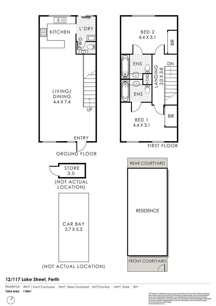 Floorplan of Homely townhouse listing, 12/117 Lake Street, Perth WA 6000