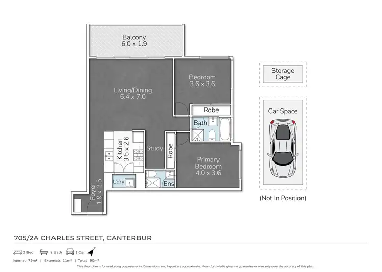 Floorplan of Homely apartment listing, 705/2A Charles Street, Canterbury NSW 2193