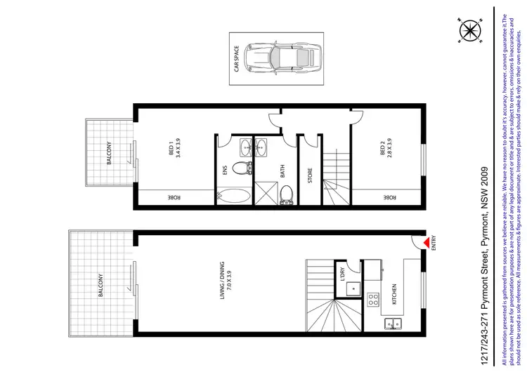 Floorplan of Homely apartment listing, 1217/243-271 Pyrmont Street, Pyrmont NSW 2009