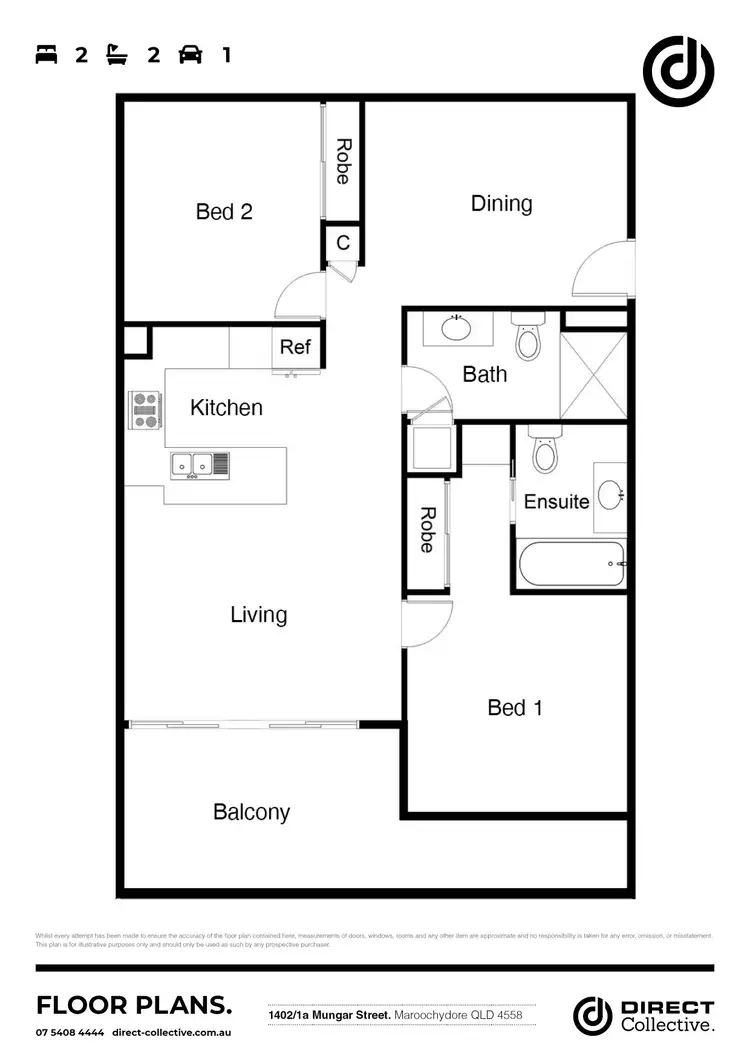 Floorplan of Homely apartment listing, 1402/1a Mungar Street, Maroochydore QLD 4558