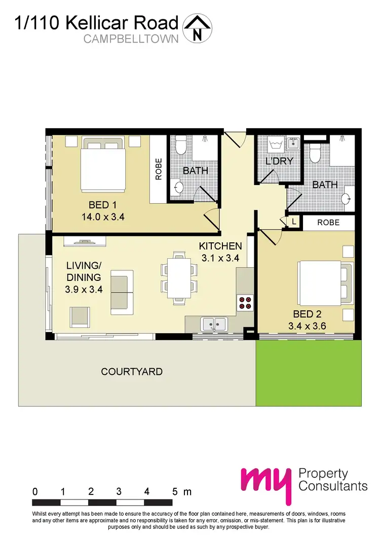Floorplan of Homely apartment listing, 1/110 Kellicar Road, Campbelltown NSW 2560