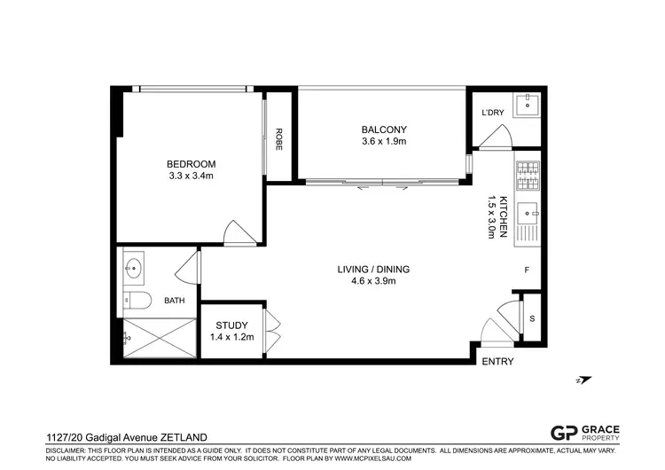 Floorplan of Homely apartment listing, 1127/20 Gadigal Avenue, Zetland NSW 2017