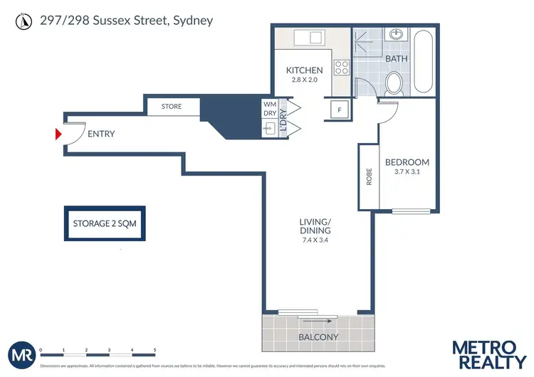 Floorplan of Homely apartment listing, 297/298 Sussex Street, Sydney NSW 2000