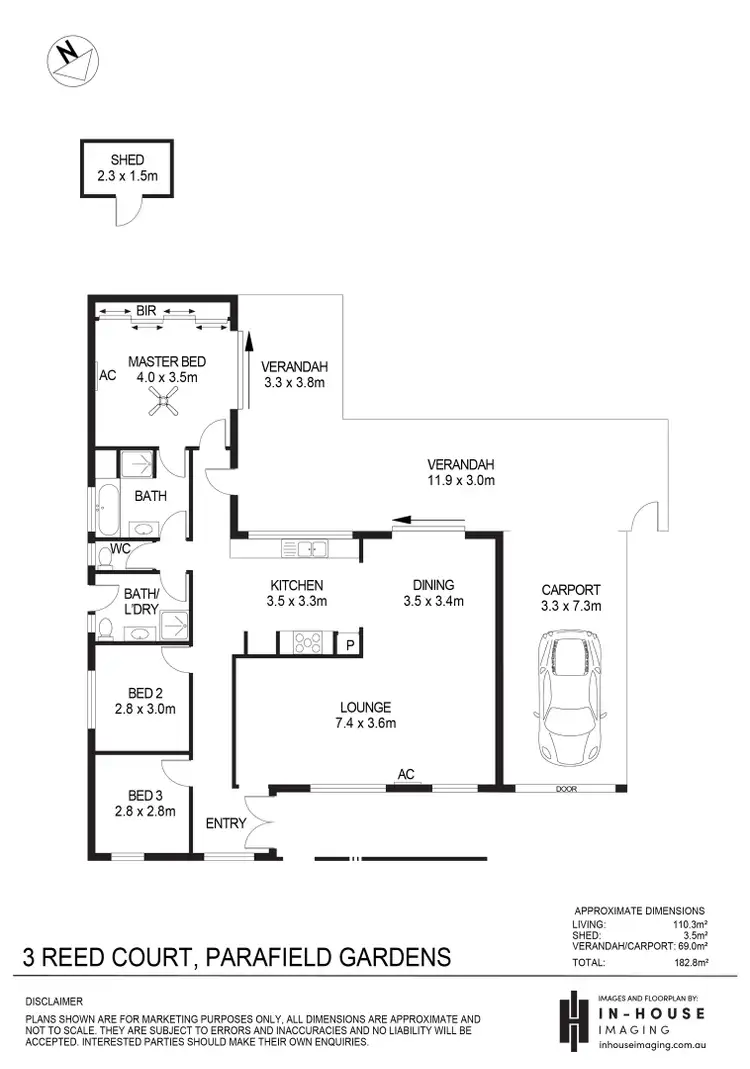 Floorplan of Homely house listing, 3 Reed Court, Parafield Gardens SA 5107