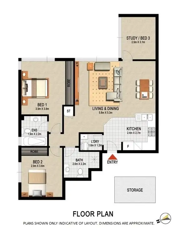Floorplan of Homely apartment listing, 903/591 George Street, Sydney NSW 2000