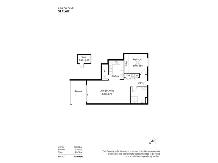 Floorplan of Homely apartment listing, 210/2 Post Parade, St Clair SA 5011