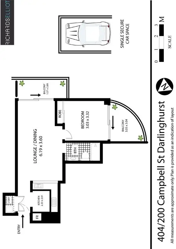 Floorplan of Homely apartment listing, 404/200 Campbell Street, Darlinghurst NSW 2010