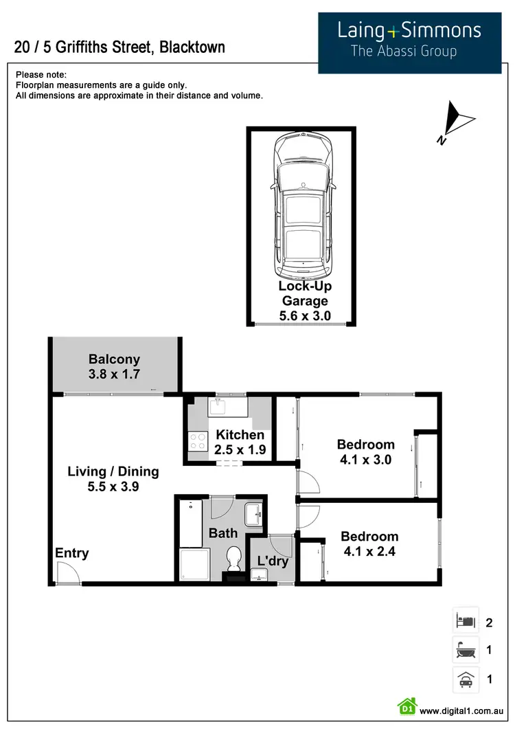 Floorplan of Homely unit listing, 20/5 Griffiths Street, Blacktown NSW 2148