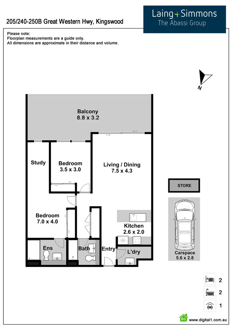 Floorplan of Homely unit listing, 205/240-250B Great Western Highway, Kingswood NSW 2747