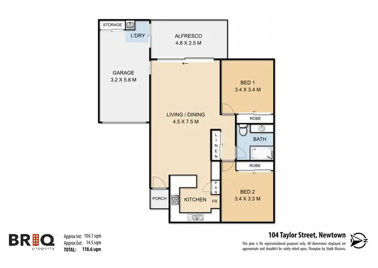 Floorplan of Homely unit listing, 3/104 Taylor Street, Newtown QLD 4350