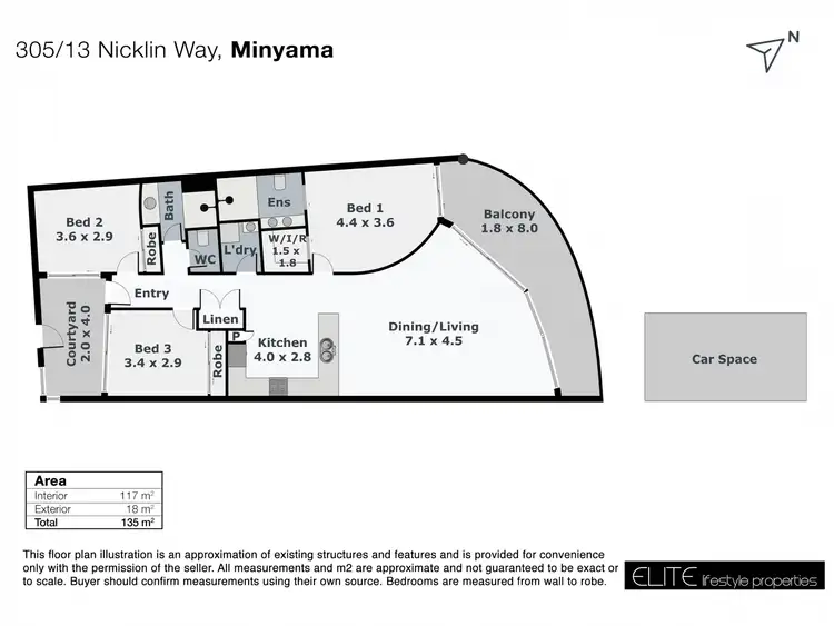 Floorplan of Homely apartment listing, 305/13 Nicklin Way, Minyama QLD 4575