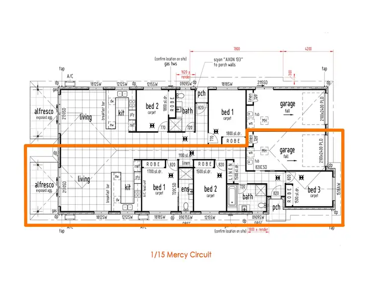 Floorplan of Homely semi-detached listing, 1/15 Mercy Circuit, Park Ridge QLD 4125