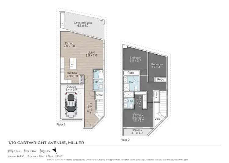 Floorplan of Homely townhouse listing, 1/10 Cartwright Avenue, Miller NSW 2168