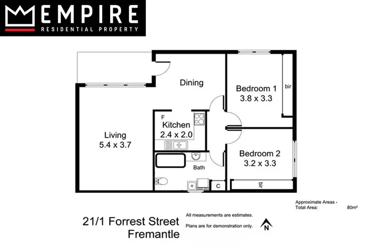 Floorplan of Homely apartment listing, 21/1 Forrest Street, Fremantle WA 6160
