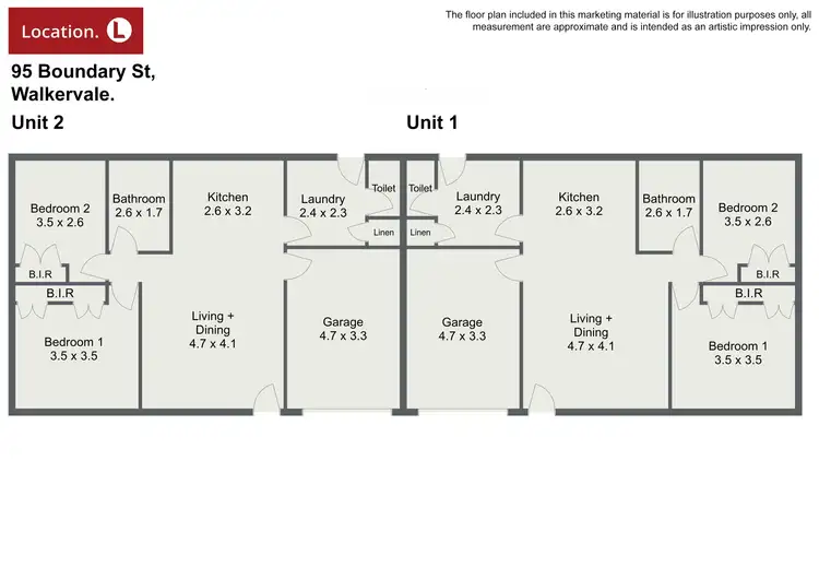 Floorplan of Homely semi-detached listing, 95 & 97 Boundary Street, Walkervale QLD 4670
