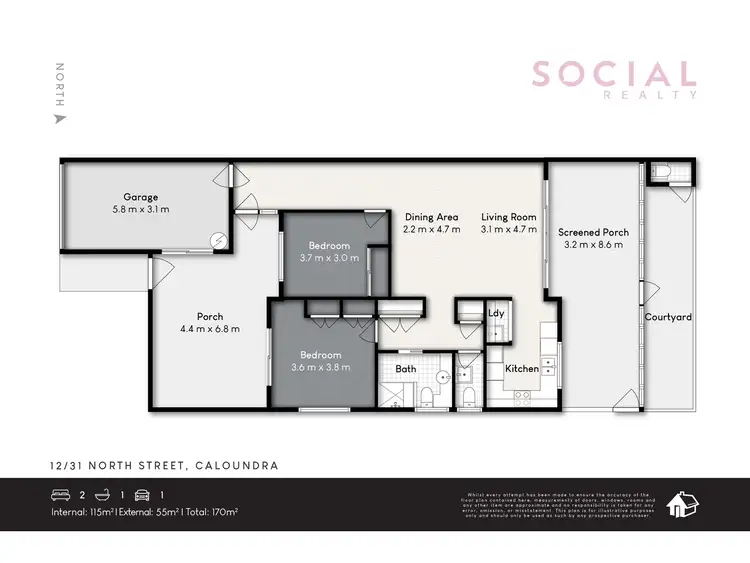 Floorplan of Homely townhouse listing, 12/31 North Street, Caloundra QLD 4551