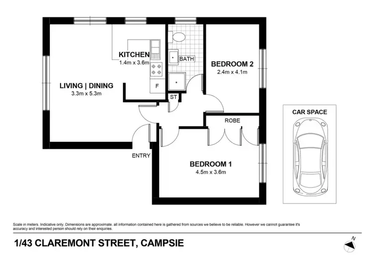 Floorplan of Homely unit listing, 1/43 Claremont Street, Campsie NSW 2194