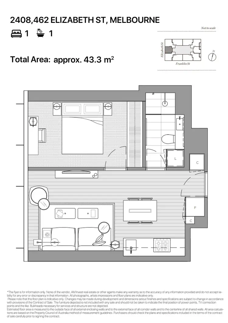 Floorplan of Homely apartment listing, 2408/462 Elizabeth Street, Melbourne VIC 3000