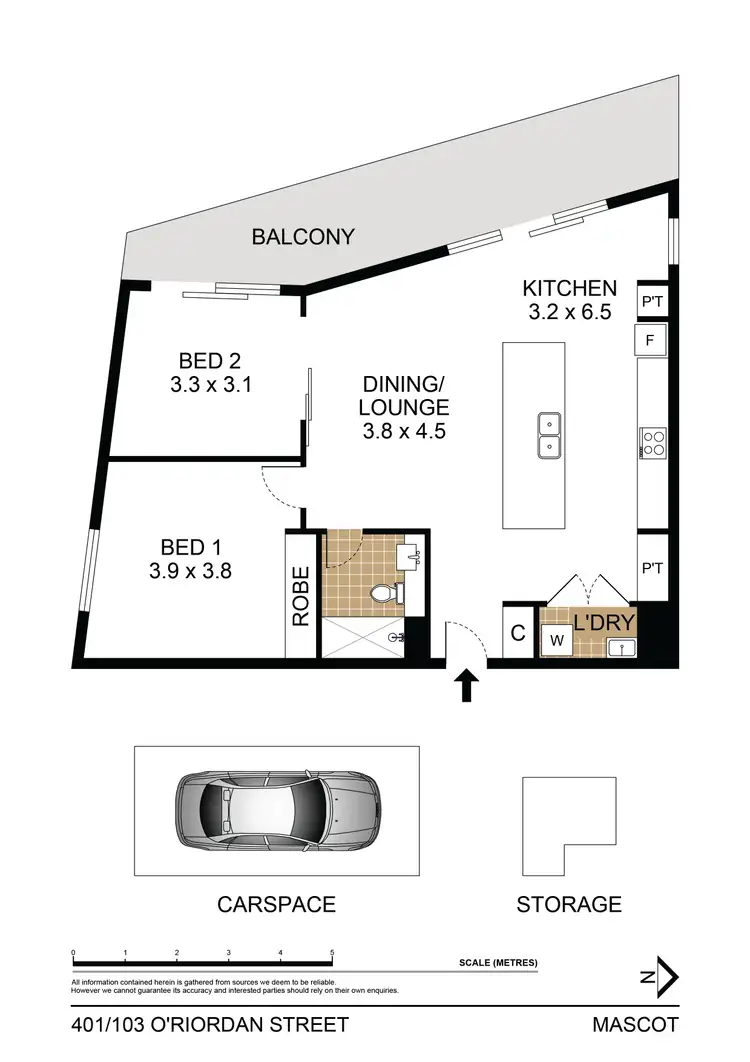 Floorplan of Homely apartment listing, 401/103-105 O'Riordan Street, Mascot NSW 2020