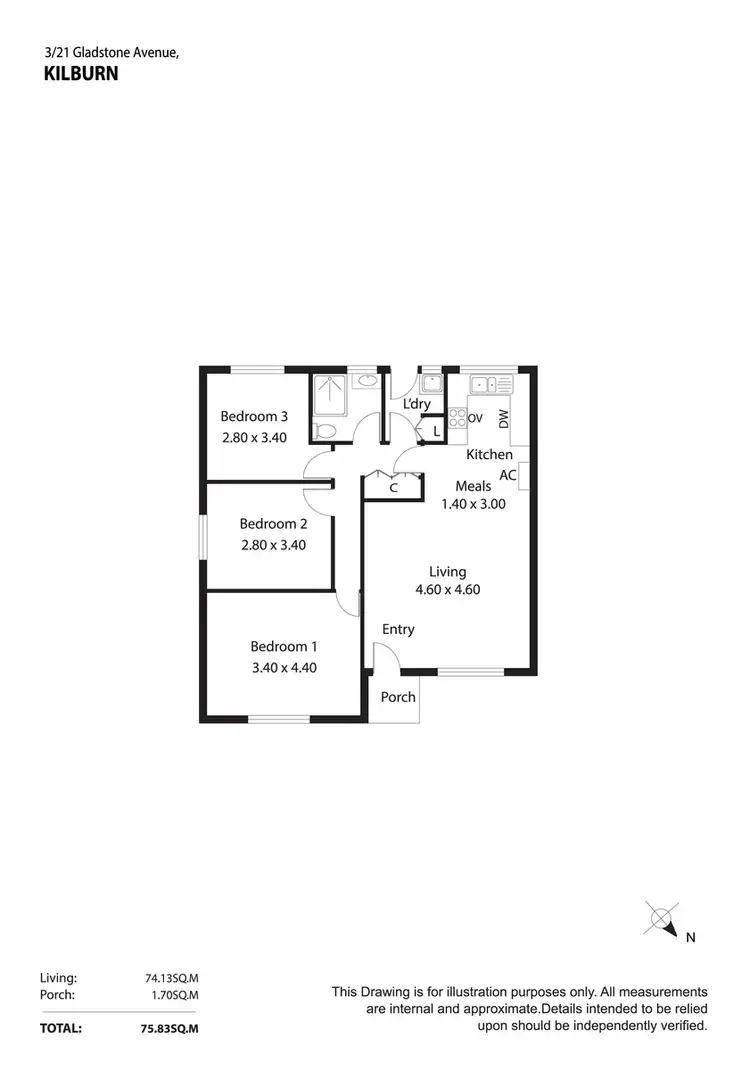 Floorplan of Homely unit listing, 3/21 Gladstone Avenue, Kilburn SA 5084