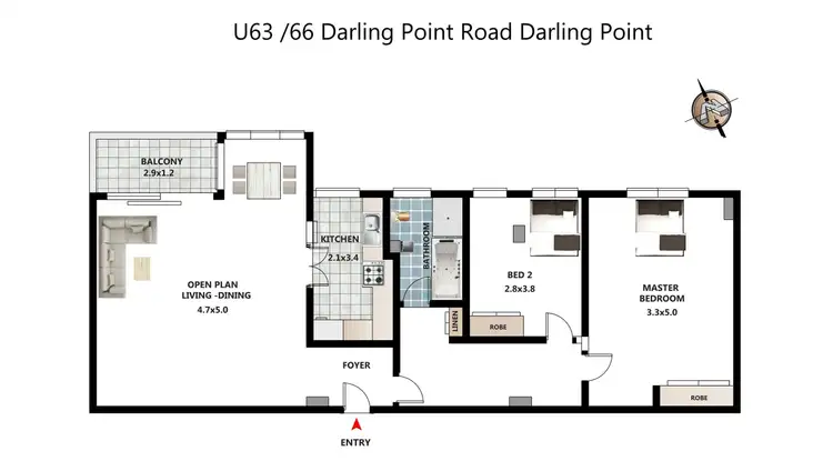 Floorplan of Homely apartment listing, 63/66 Darling Point Road, Darling Point NSW 2027