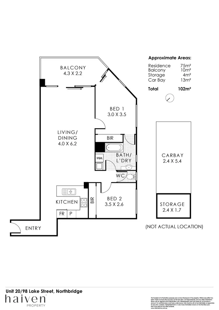 Floorplan of Homely apartment listing, 20/98 Lake Street, Northbridge WA 6003