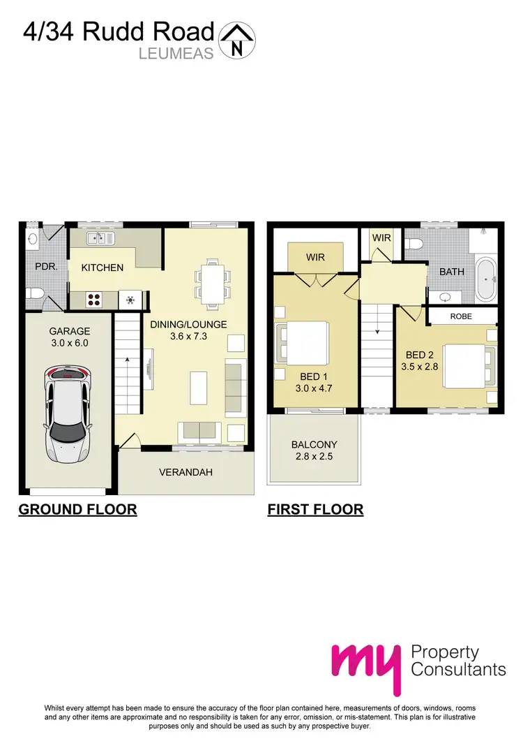 Floorplan of Homely townhouse listing, 2/34 Rudd Road, Leumeah NSW 2560