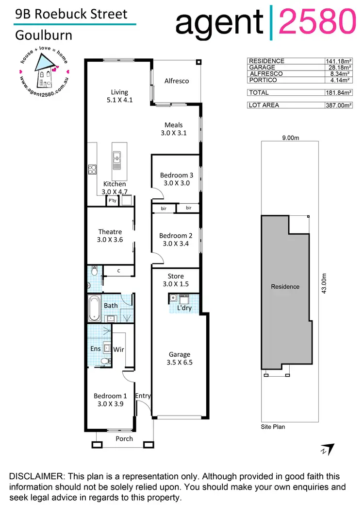 Floorplan of Homely semi-detached listing, 9B Roebuck Street, Goulburn NSW 2580