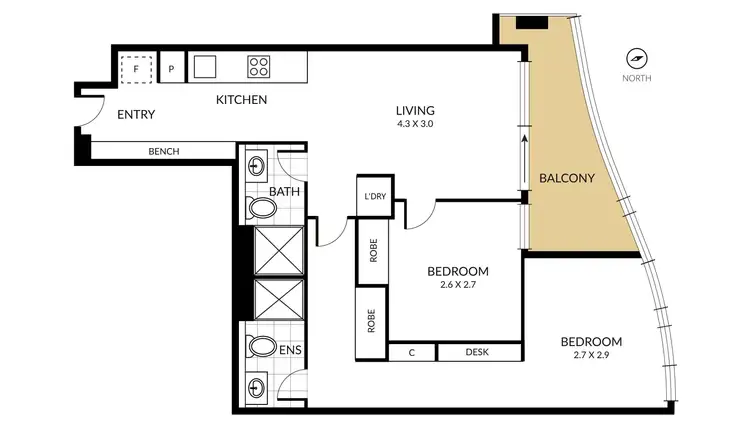 Floorplan of Homely apartment listing, 1203/8 Hallenstein Street, Footscray VIC 3011