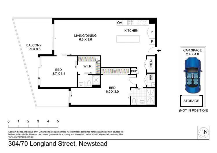 Floorplan of Homely apartment listing, 304/70 Longland Street, Newstead QLD 4006